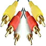 1.2m TRIPLE RCA Cable - Premium Quality / 24k Gold / Male to Male / Left & Right Audio & Video / Stereo / 3RCA / 3xRCA