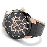 Adee Kaye Mens Large Rose Gold Swiss Chronograph Watch w/ Black Dial
