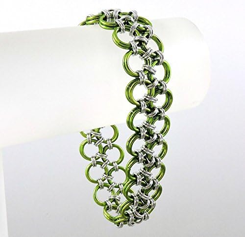 Lime Green Japanese Lace Chainmail Bracelet, Chainmaille Jewelry