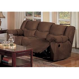 Double Reclining Sofa in Chocolate Microfiber - Coaster