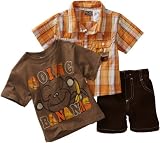 Little Rebels Baby-Boys Infant 3 Piece Monkey Short Set