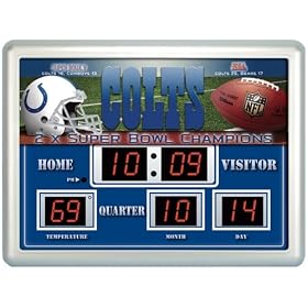 Indianapolis Colts NFL 14x19 Scoreboard Clock Thermometer