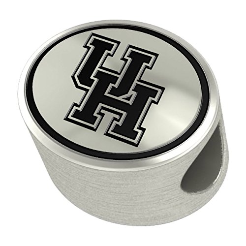 Houston Cougars Silver Antiqued Bead Fits Most European Style Charm Bracelets