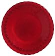 Bottom Painted Glass Fleur De Lis Design Red Dinner Plate 10" D Set of Two