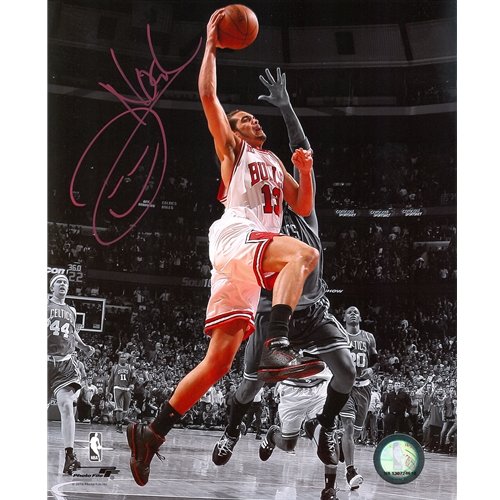 Joakim Noah Autographed Chicago Bulls (Spotlight Dunk vs Celtics) 8x10 Photo