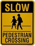 Brady 103786 18" Width x 24" Height B-959 Reflective Aluminum, Black on Yellow Standard Traffic Sign, Legend "Slow Pedestrian Crossing" Brady 103786 18" Width x 24" Height B-959 Reflective Aluminum, Black on Yellow Standard Traffic Sign, Legend "Slow Pedestrian Crossing"