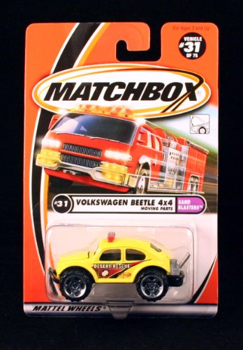 VOLKSWAGEN BEETLE 4x4 * YELLOW * Sand Blasters Series MATCHBOX 2000 Basic Die-Cast Vehicle (#31 of 75)