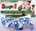 Snappi Cloth Diaper Fasteners - Pack of 6 (2 Light Blue, 2 Bright Blue, 2 White)