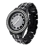 Geneva Platinum Mens Round Bezel Metal Link Watch