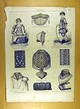 1884 LADIES FASHION DRESS HAT CORSAGE FRENCH PRINT