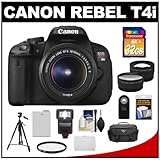 Canon EOS Rebel T4i Digital SLR Camera Body & EF-S 18-55mm IS II Lens with 32GB Card + Case + Flash + Battery + Tripod + 2 Lens Set + Filters + Remote + Accessory Kit
