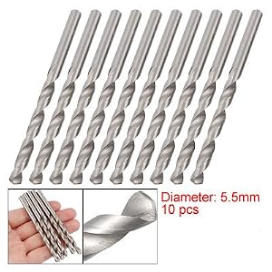 10pcs Steel Drilling HSS Straight Shank Twist Drill Bits 5.5mm