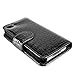 Leegoal(TM) Black Wallet Style Magnetic Flip Textured Crocodile Leather Case with Credit Card / ID Slots for iPhone 4 4s