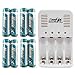 HyperPS (8-Pack + Smart Charger) AA 2000mAh Ni-MH NiMH Rechargeable Battery for High-Drain Devices, Quick Charge, Camera, Flashlight