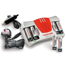 Uniross 15 Minute Charger Including 4 x AA2300mAh + 2 Extra Free & In-Car Charger Cord