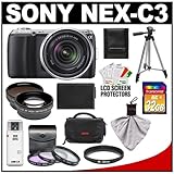 Sony Alpha NEX-C3 Digital Camera Body & E 18-55mm OSS Lens (Black) with 32G ....