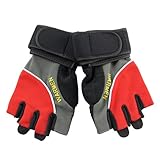 Warmen Men's Bike Bicycle Motorcycle Sports Racinggame Fingerless Gloves Buckle Stabilizer (M, Red)