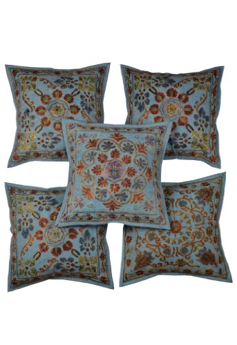 Imagen principal de Cubierta hecha a mano del bordado Cojín Set Work Size 16 x 16 pulgadas Juego de 5 piezas
