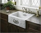 KOHLER K-14576-T2-0 Tidings with Game Birds Design on Alcott Tile-In Kitchen Sink, White