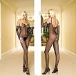 Mini Daisy Lace Body Stocking With Attached Sleeves And Low Criss Cross Strapped Back