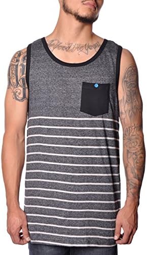 Broken Threads Stripe Tank Top Black Small