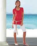 V-neck jersey-knit tunic tee