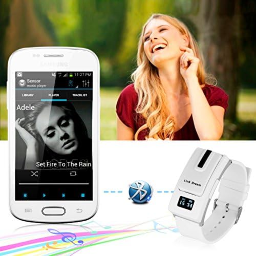 Excelvan Wearbale Wrist Smart watches Bracelet Detachable Wireless Bluetooth Headphone Sync Callings For IOS Apple iPhone 6 6plus 5s 5 4S 4 Android Cell Phones Samsung Galaxy Note 5 4 3 S5 S4 S3 HTC LG Etc White(Shipped From U.S.)