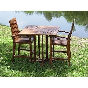 Monaco High Top Bar Table with 2 Bar Chairs by Avonlea Gardens