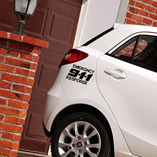 9-11 Police Trunk and Side Door Car Bumper Sticker Auto Decal(11.8 inches, Vinyl, Black)