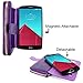 G4 Case, LG G4 Case, Cellularvilla LG G4 Wallet Bag Case, Premium Pu Leather Flip [7 Card Slots] Pocket Case, [Zipper Wallet] with Hard Soft [Magnetic Detachable] Back Cover for LG G4 (Purple)