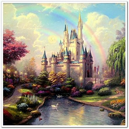 Zenkelle Oil paitings Canvas Art A New Day at the Cinderella Castle Oil painting Canvas Art for Living Room 11" x 11"