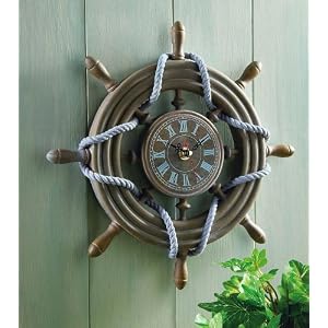 Rustic Ship Wheel Decorative Nautical Wall Clock by Winston Brands