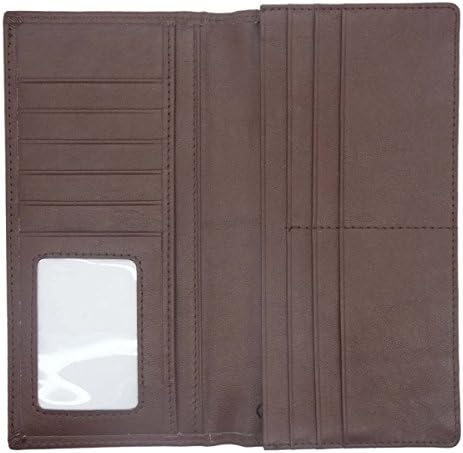 Men's Genuine Leather Zippered Bifold Purse New Long Checkbook Credit Card Case Cover Money Clip Wallet with 12 Card Slots 3 Bill Sections ID Window Extra Capacity (Brown)