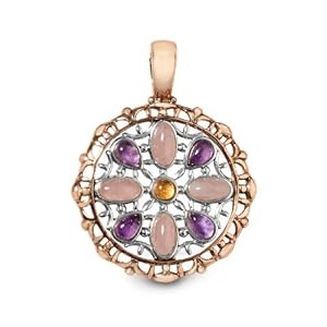 Relios Mixed Metal Pastel Gemstone Vintage Pendant Enhancer
