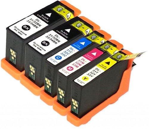 YoYoInk Compatible Ink Cartridges Replacement for Dell 31XL ( Series 33 ) 5 Pack (2 Black 1 Cyan 1 Magenta 1 Yellow)