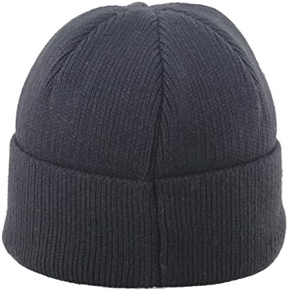 Fomas™ Men's Knitted Plain Cuff Beanie Hat, L, Black