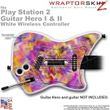 PS2 Guitar Hero I & II White Wireless Controller Skin Tie Dye Pastel by WraptorSkinz TM (GUITAR NOT INCLUDED)