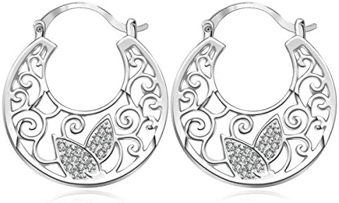 Minkang Fashion Jewelry 925 Solid Silver Retro Round Hollow Earrings
