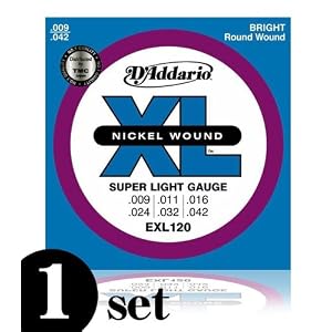 【クリックで詳細表示】D’Addario ダダリオ エレキギター弦 ニッケル SuperLight .009-.042 EXL120 【国内正規品】： 楽器