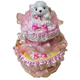 赤ちゃん用ぬいぐるみ・人形 宝堂おむつケーキ【2段】スマイルのスポーツタオルとあひるのスタイ付プードルぬいぐるみ出産祝い女の子用