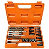 Buy 25pc Screw Extractor Easy Out Broken Screw Remover Drill bit & Guide by Neiko
