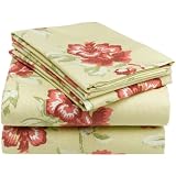 Pinzon 160-Gram Printed Flannel Queen Sheet Set, Brick Floral