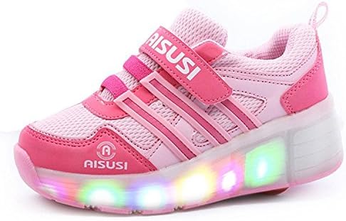 Children boys and girls Heelys skate shoes flashing lights glowing sneakers