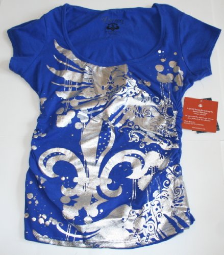 Dereon Women's/Girl's Fashion T-Shirt Size: Large Sapphire/Broken Heart