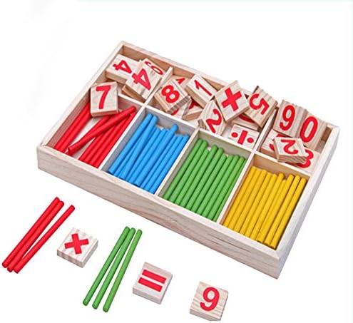 Qilige Hot Sale Child Toys Wooden Number Cards and Counting Rods with Box for Maths Educational Toys