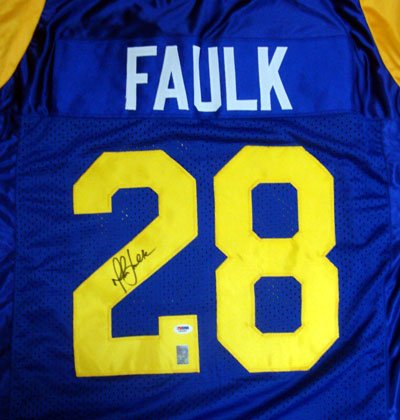 Marshall Faulk Autographed St. Louis Rams Blue Jersey PSA/DNA