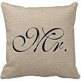 Generic Mr Pillow Cover Rustic Chic Initial Jute Throw Pillows 18*18"