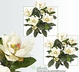 TWO 2' Magnolia Artificial Silk Flower Bushes (Cream) for Home, Garden and Decoration