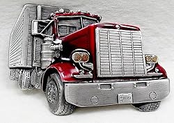 Semi 18 Wheeler Enamel Pewter Bergamot Truck Buckle