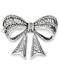 Sterling Silver Antiqued Open Design Bow Pin